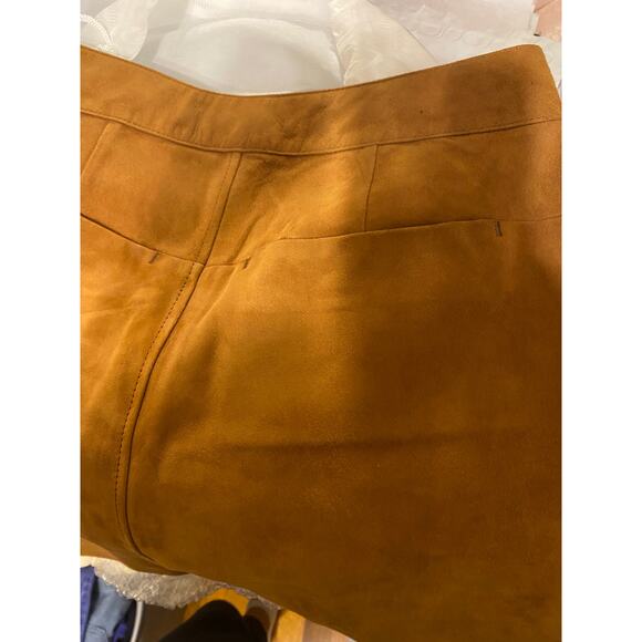 FRAME denim carmelo goat leather suede button down skirt 25 - Picture 8 of 8